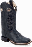 Old West Printed Black Youth's Broad Square Toe Boots - Old West