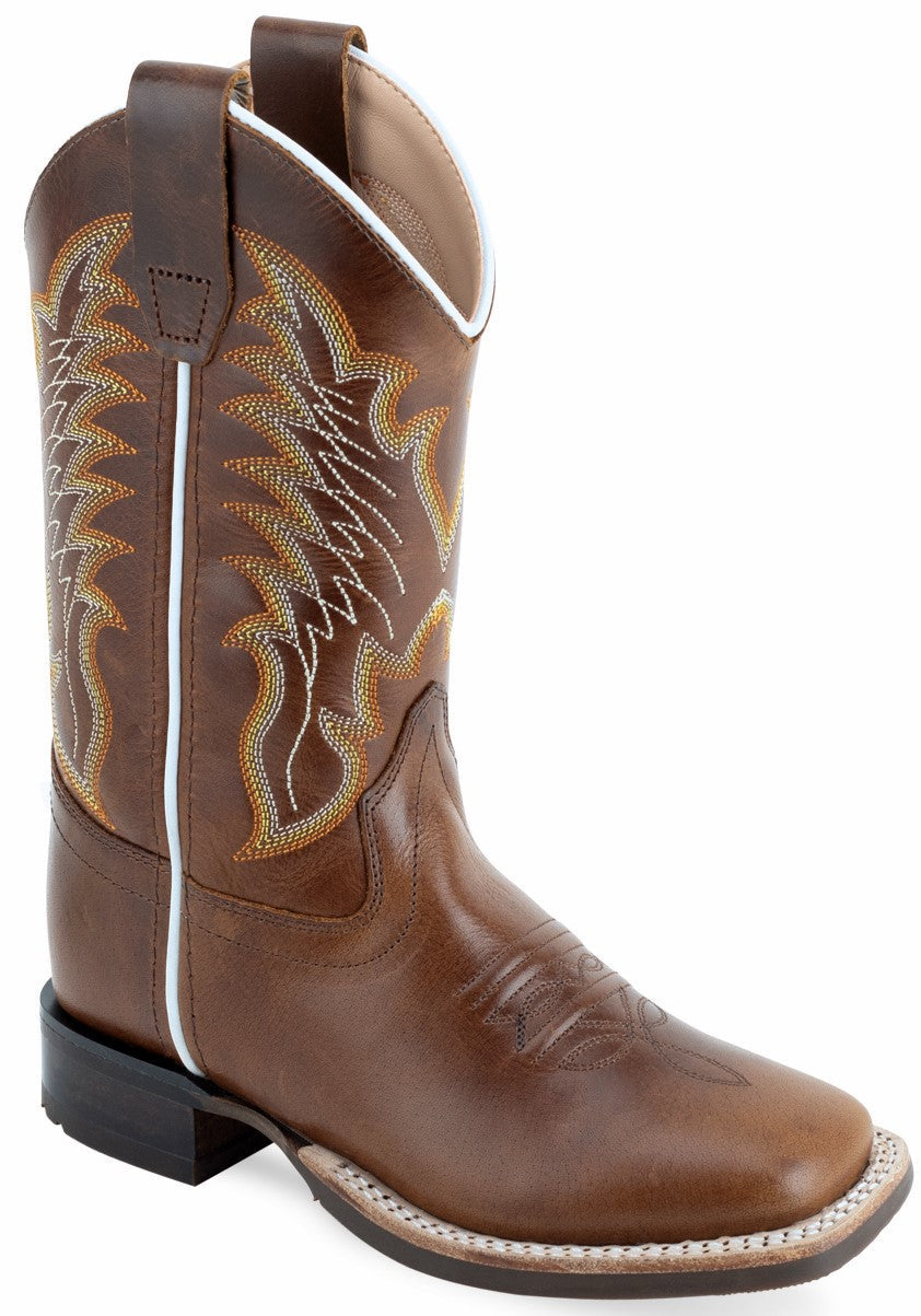 Old West Children's & Youth's Broad Square Toe Boots Vintage Brown BSC2009 BSY2009 - Old West - Flyclothing LLC