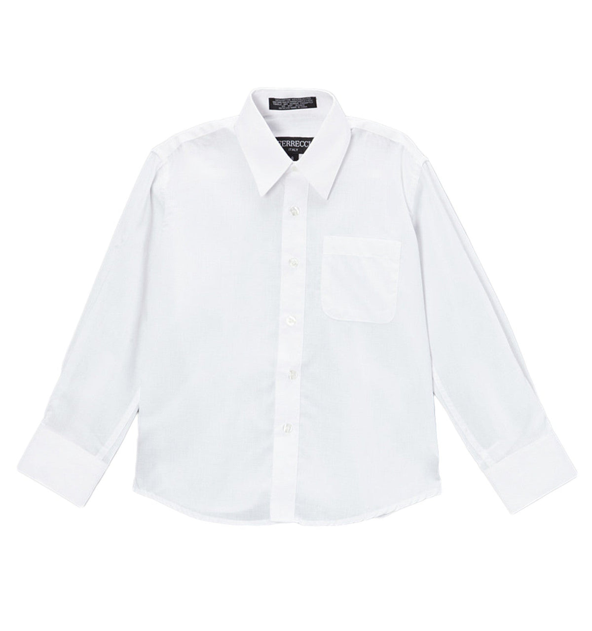 Boys White Dress Shirt - Kids Formal Shirt with Spread Collar, Sizes 2-20 | Ferrecci - Ferrecci USA - Flyclothing LLC
