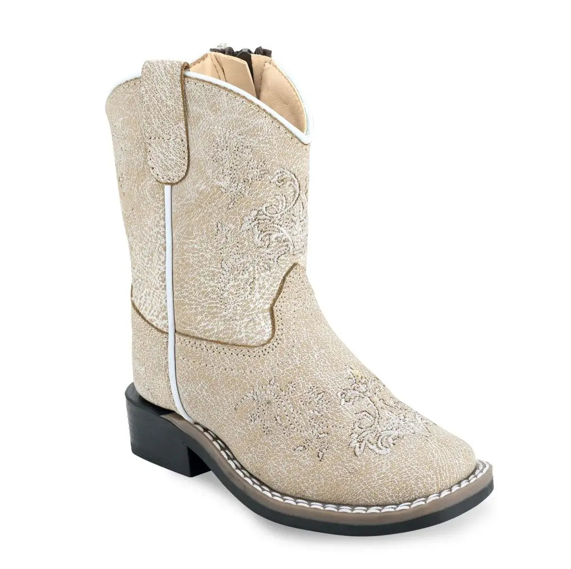 Old West Vintage White Toddler's Broad Square Toe Boots - Old West - Flyclothing LLC
