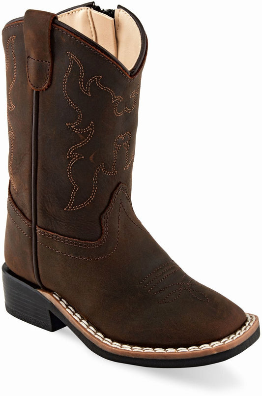 Old West Brown Toddler's Broad Square Toe Boots - Old West