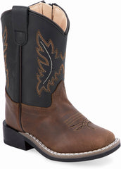 Old West Crazy Horse Light Brown Foot Black Canyon Shaft Toddler's Broad Square Toe Boots - Old West