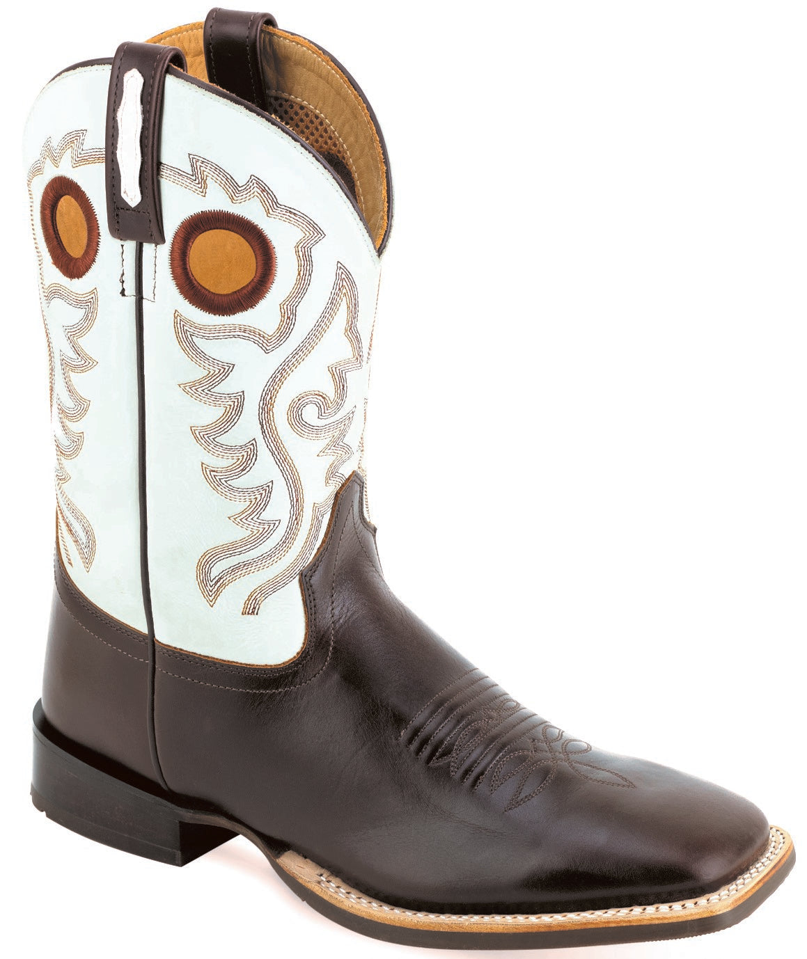 Old West Men's Broad Square Toe Boots Dark Chocolate Foot / White Shaft BSM1924 - Old West - Flyclothing LLC