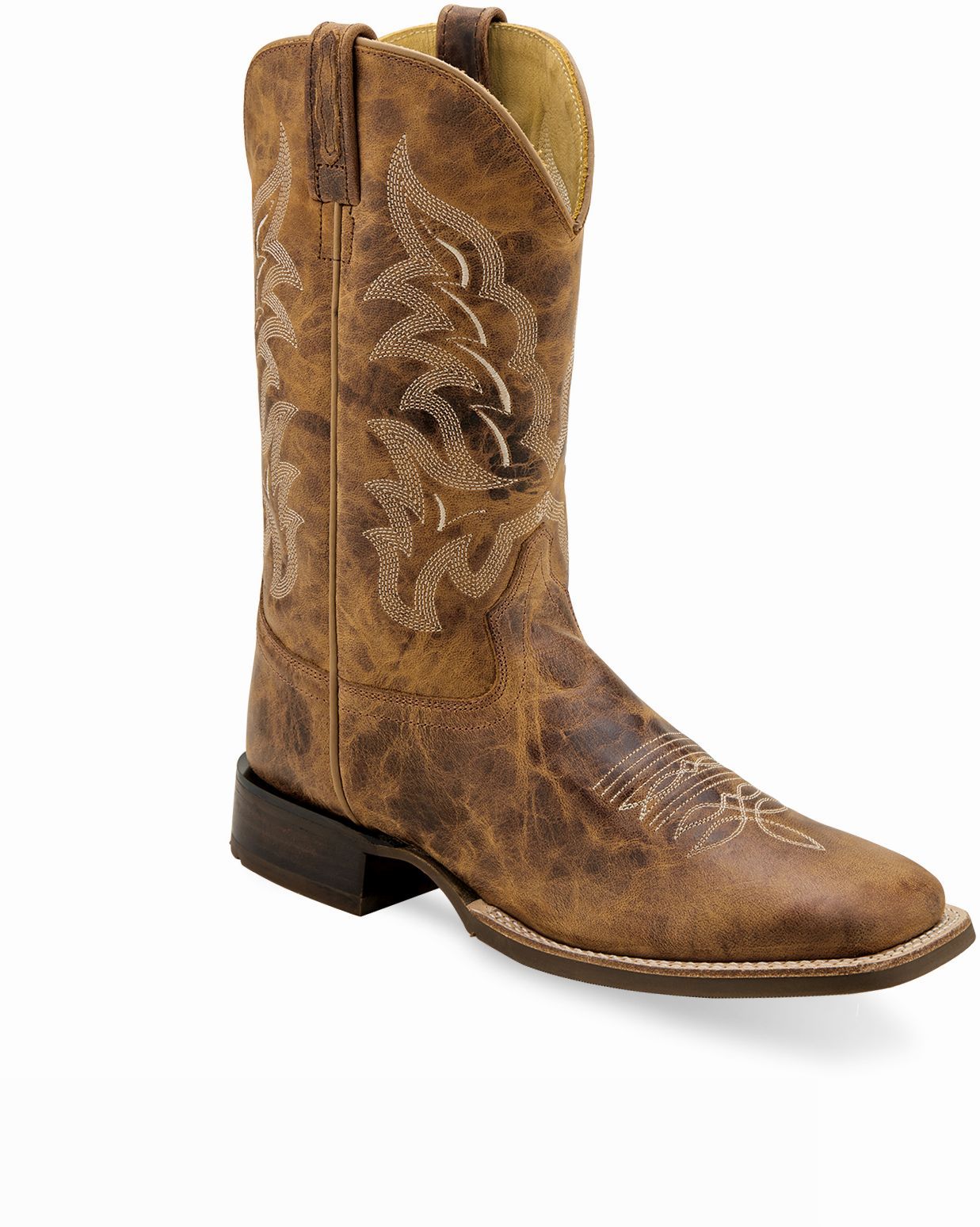 Old West Burnt Tan Men's Broad Square Toe Boots
