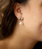 White Mother of Pearl Golden Butterflies Post Drop Earrings - Barse Jewelry