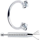 Double Gem Horseshoe Nose Ring Kit with Ball Grabber - BodyCandy - Flyclothing LLC