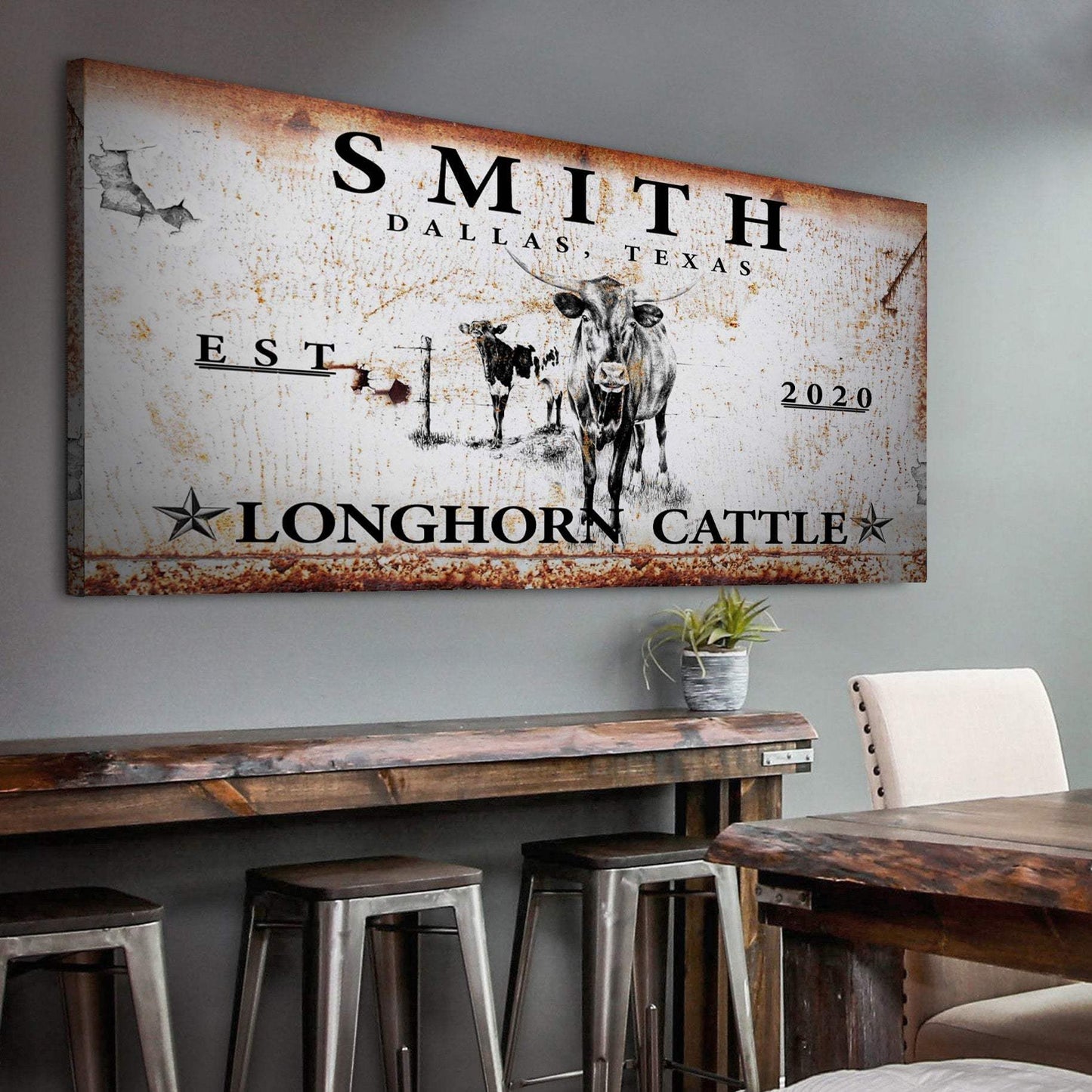 Longhorn Rustic Cattle Sign II - Tailored Canvases - Flyclothing LLC