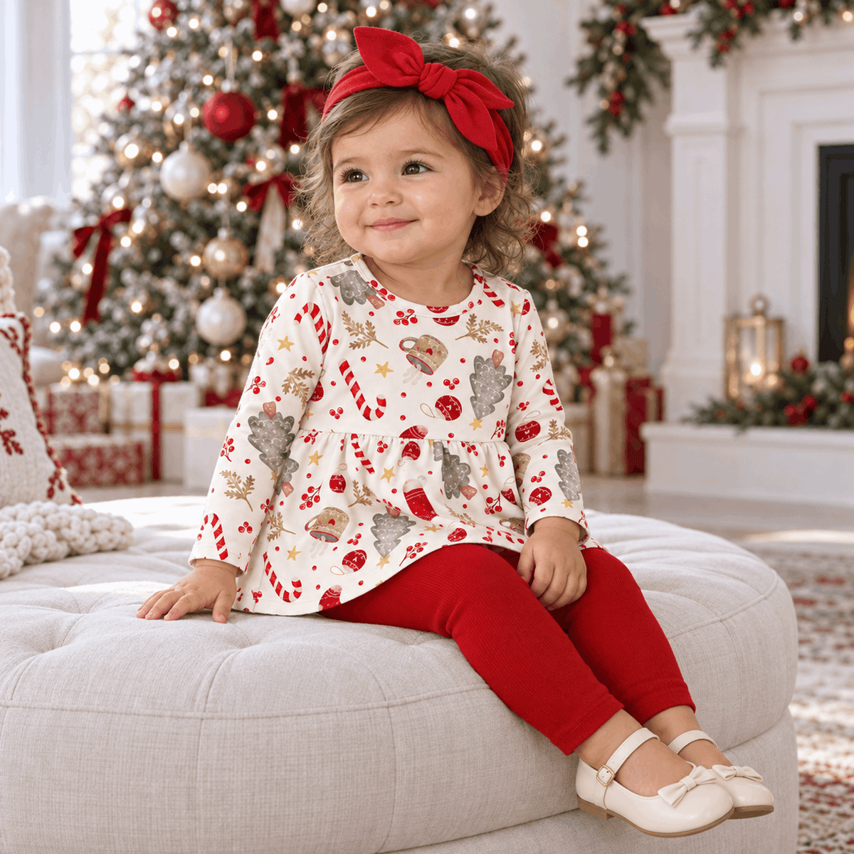 Girls' Christmas Tunic Set – Bamboo Holiday Outfit Set - Tesa Babe - Flyclothing LLC