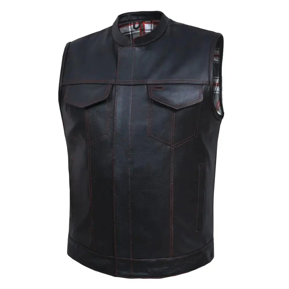 Badlands - Men's Club Style Leather Motorcycle Vest - Unik Just for Bikers - Flyclothing LLC