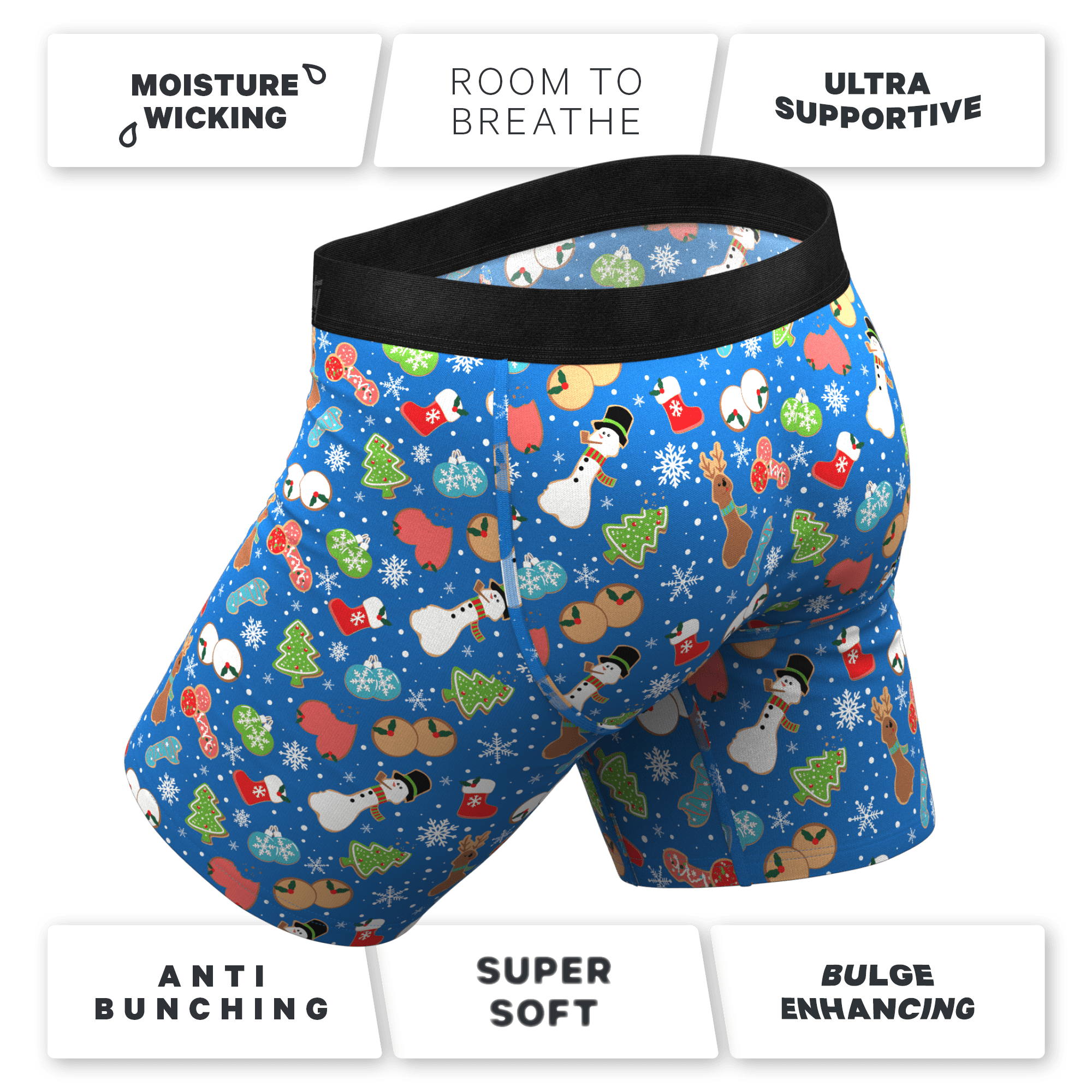 The Baked Goodies | Christmas Cookies Long Leg Ball Hammock® Pouch Underwear With Fly - Shinesty