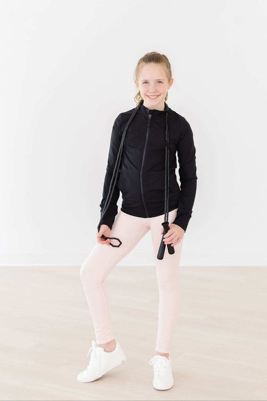 Balanced Black Full-Zip Ruffle Active Jacket - Mila & Rose ® - Flyclothing LLC