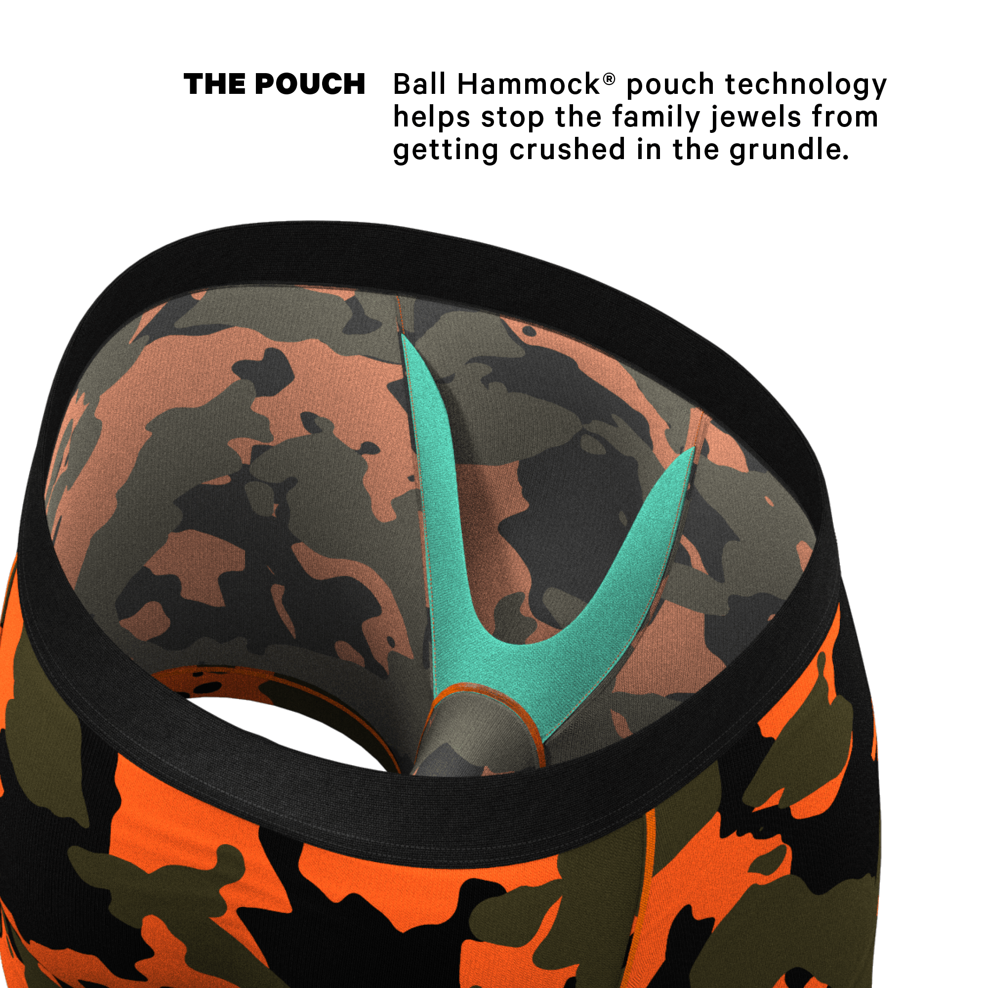 The Bambi Bunchers | Orange Camo Deer Ball Hammock® Pouch Underwear - Shinesty