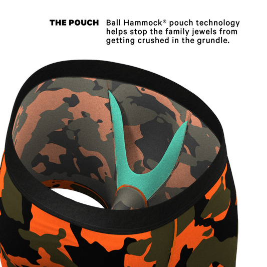 The Bambi Bunchers | Orange Camo Deer Ball Hammock® Pouch Underwear - Shinesty