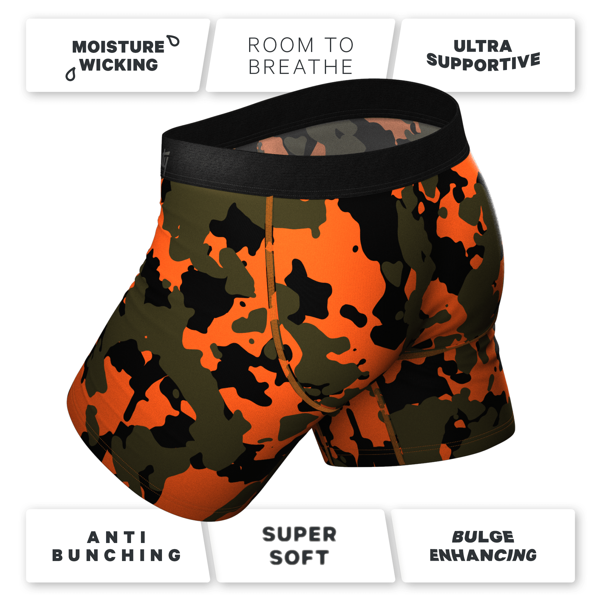 The Bambi Bunchers | Orange Camo Deer Ball Hammock® Pouch Underwear - Shinesty