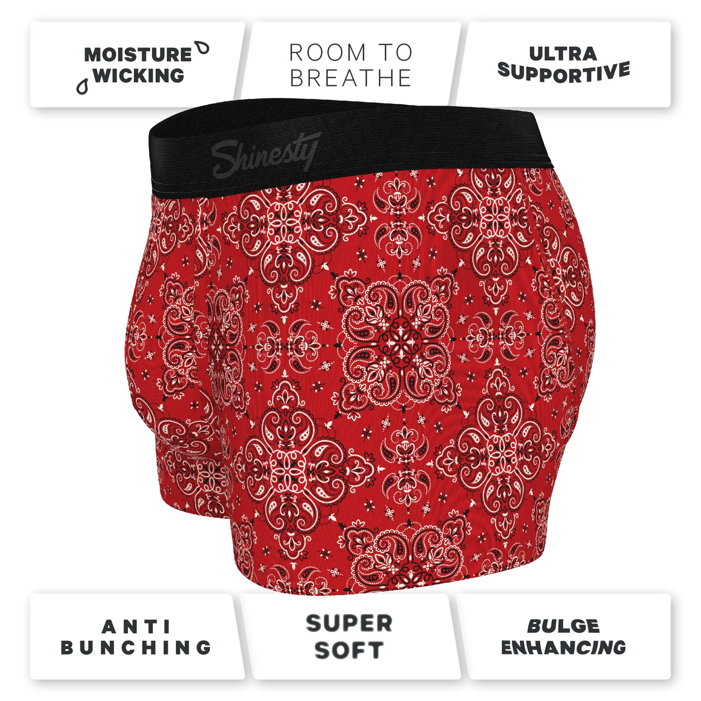 The Bandana Split | Red Bandana Ball Hammock® Pouch Trunks Underwear - Shinesty - Flyclothing LLC