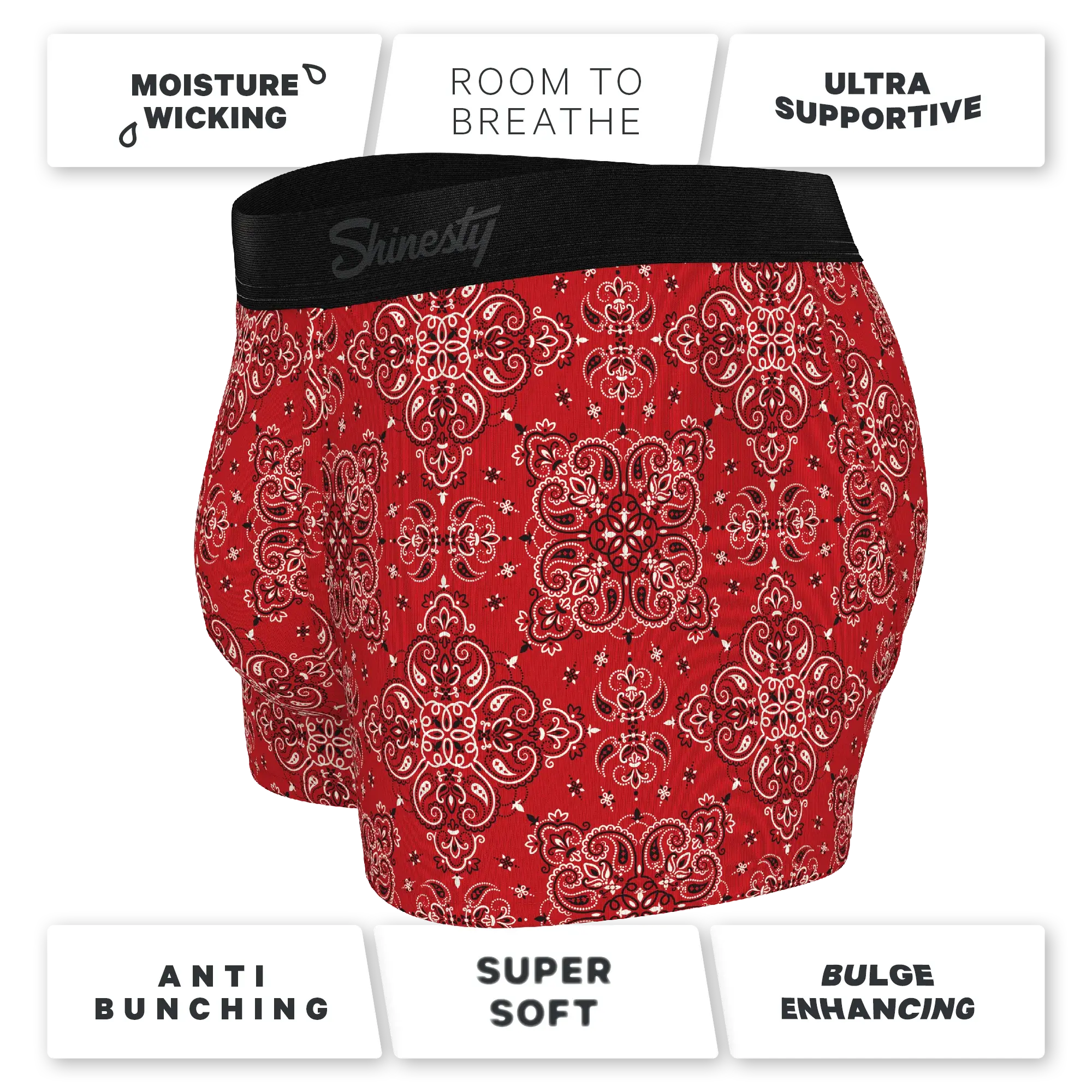 The Bandana Split | Red Bandana Ball Hammock® Pouch Trunks Underwear - Shinesty - Flyclothing LLC