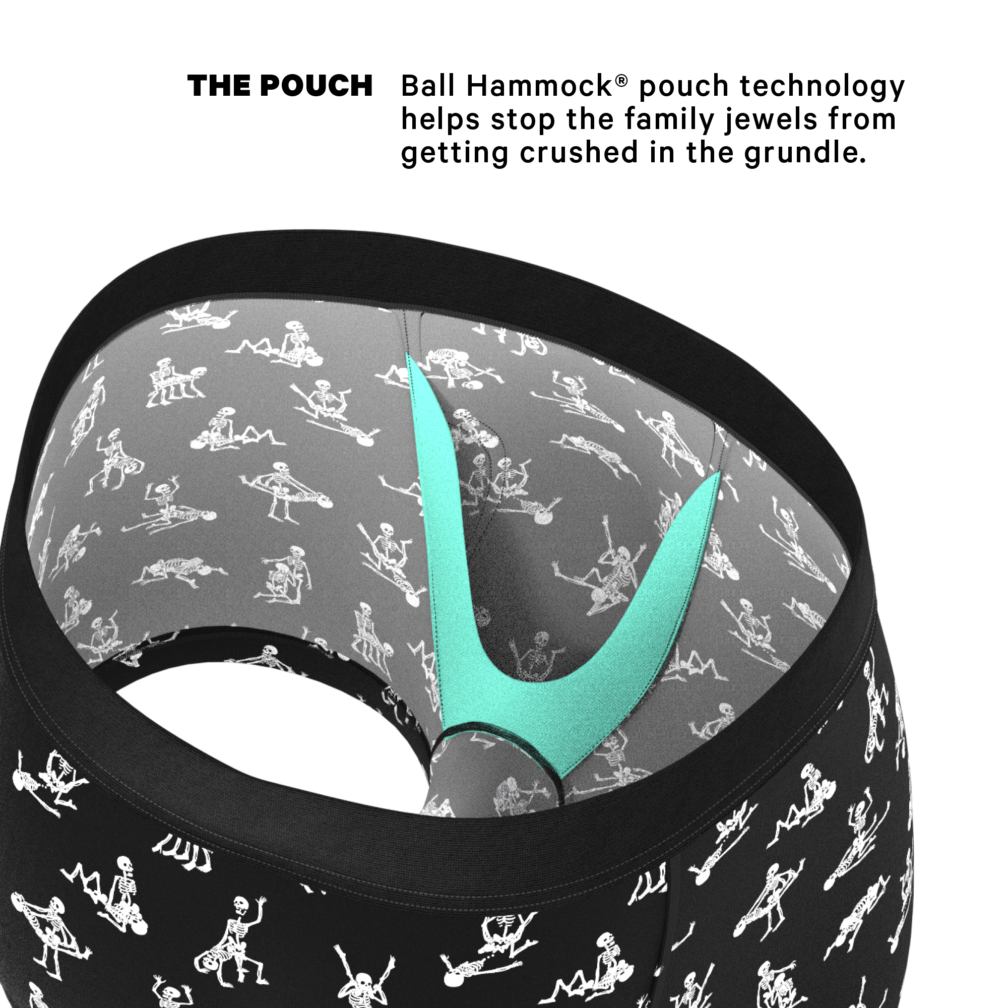 The Bare Back Bones | Glow in the Dark Skeletons Ball Hammock® Pouch Trunks Underwear