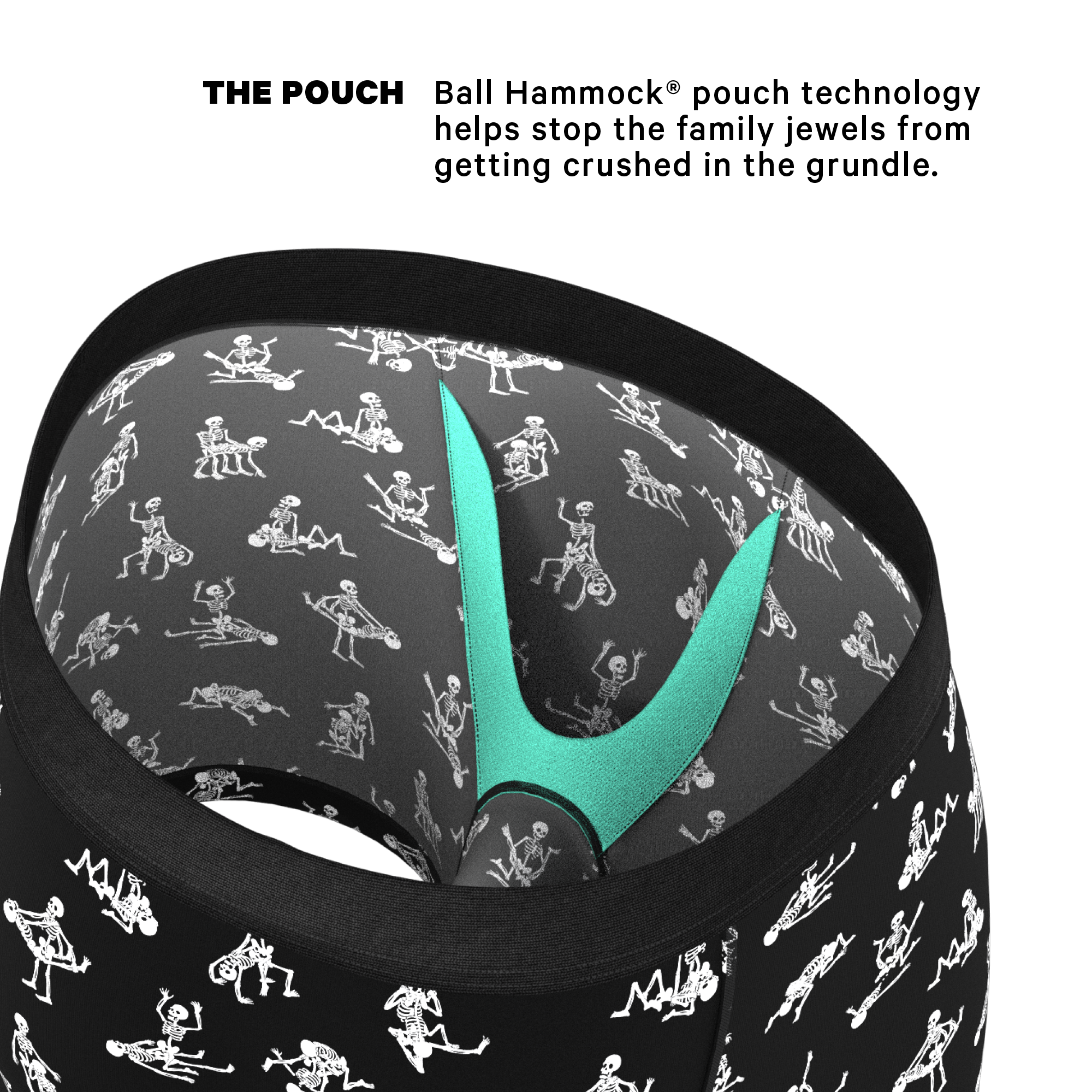The Bare Back Bones | Glow in the Dark Skeletons Ball Hammock® Pouch Underwear