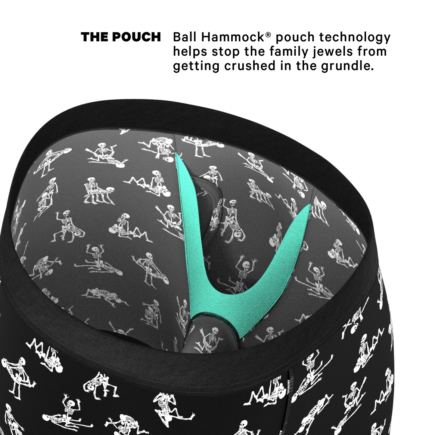 The Bare Back Bones | Glow in the Dark Skeletons Ball Hammock® Boxer - Long Leg