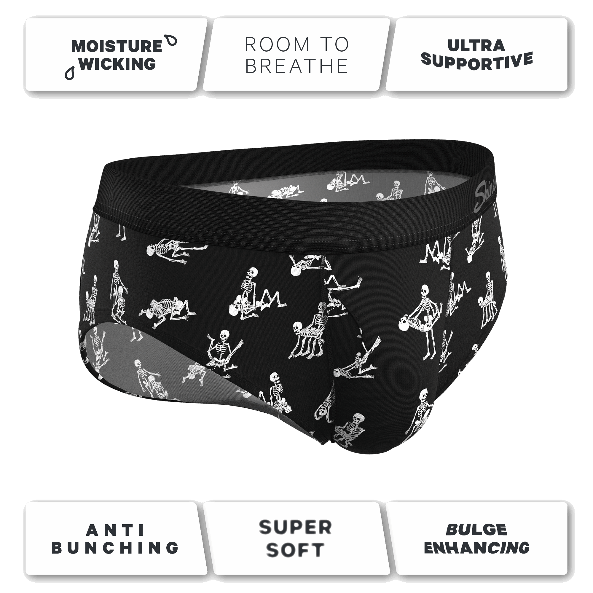 The Bare Back Bones | Glow in the Dark Skeletons Ball Hammock® Pouch Underwear Briefs