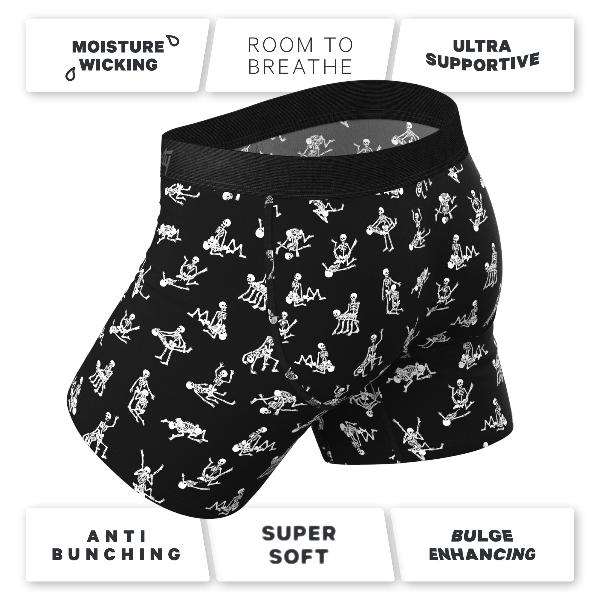 The Bare Back Bones | Glow in the Dark Skeletons Ball Hammock® Pouch Underwear With Fly