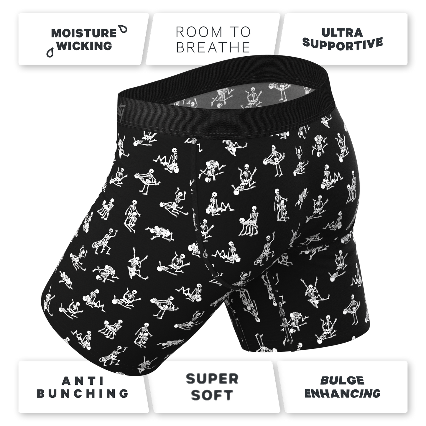 The Bare Back Bones | Glow in the Dark Skeletons Ball Hammock® Boxer - Long Leg
