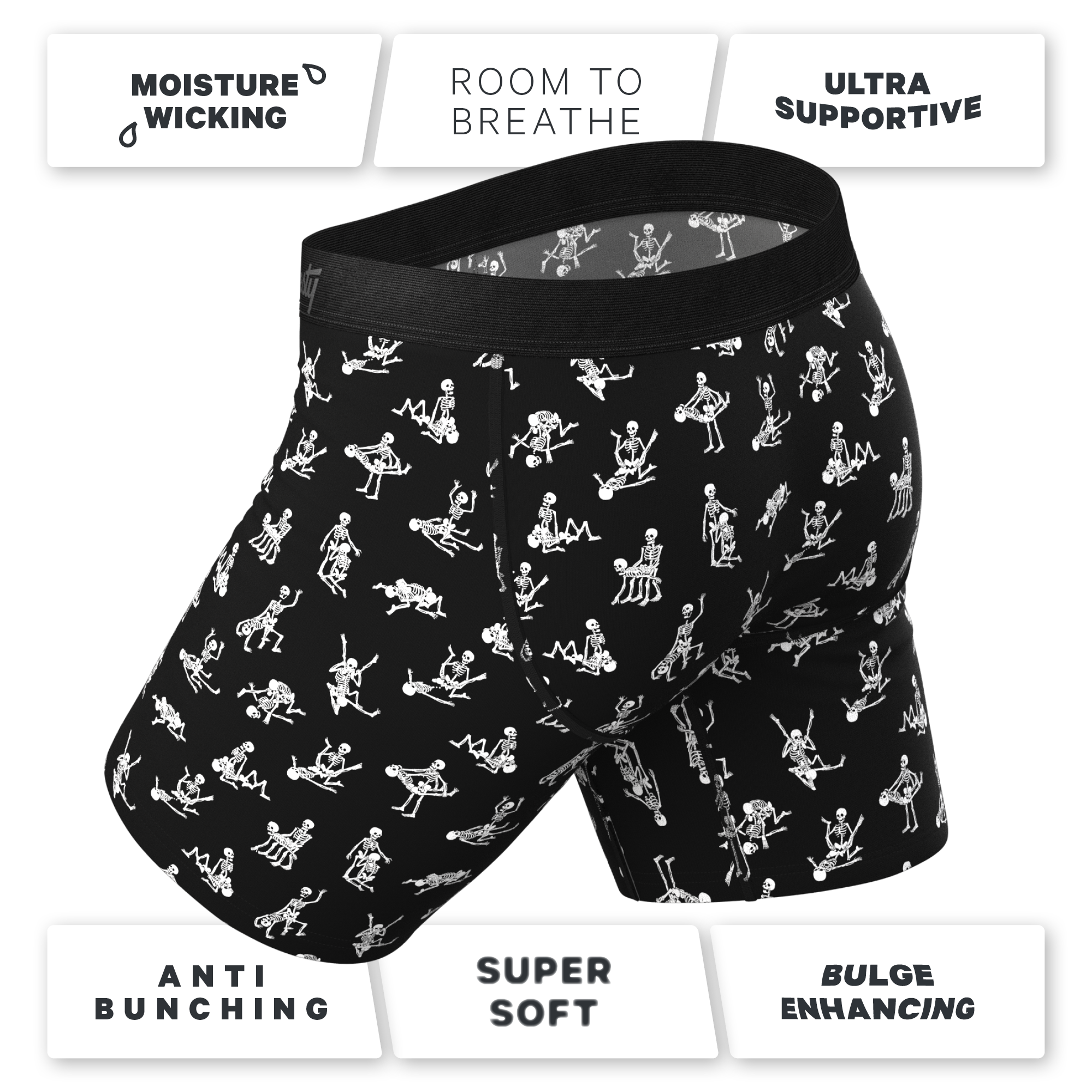 The Bare Back Bones | Glow in the Dark Skeletons Ball Hammock® Boxer - Long Leg