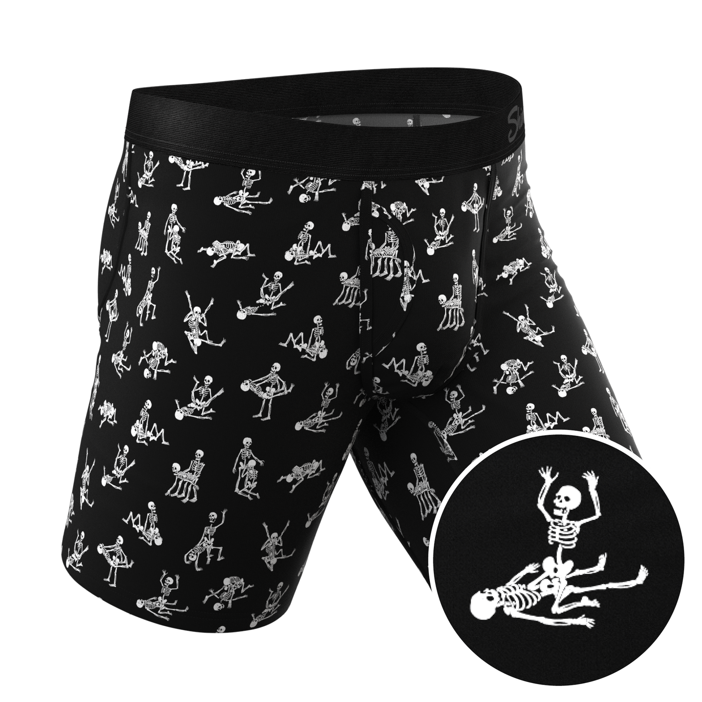 The Bare Back Bones | Glow in the Dark Skeletons Ball Hammock® Boxer - Long Leg