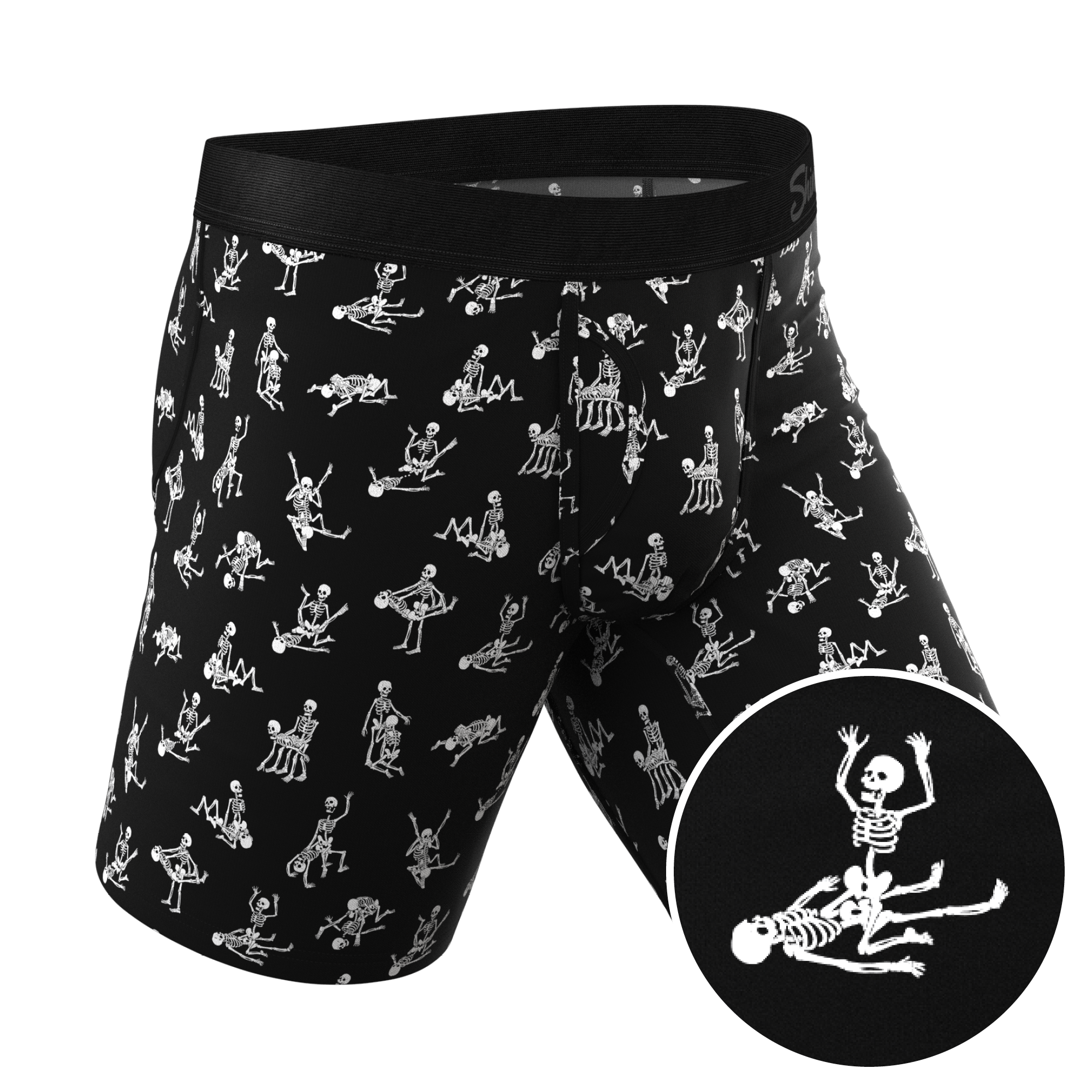 The Bare Back Bones | Glow in the Dark Skeletons Ball Hammock® Boxer - Long Leg