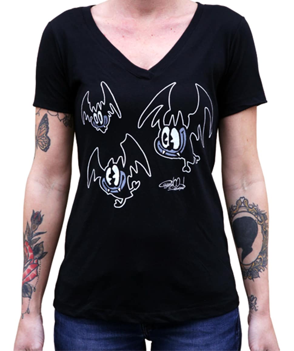Black Market Art Company Batty Women's V-Neck T-Shirt