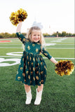 Baylor Green Bear 3/4 Sleeve Pocket Twirl Dress - Mila & Rose ® - Flyclothing LLC