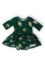 Baylor Green Bear 3/4 Sleeve Twirl Bodysuit - Mila & Rose ® - Flyclothing LLC