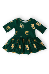 Baylor Green Bear 3/4 Sleeve Twirl Bodysuit - Mila & Rose ® - Flyclothing LLC