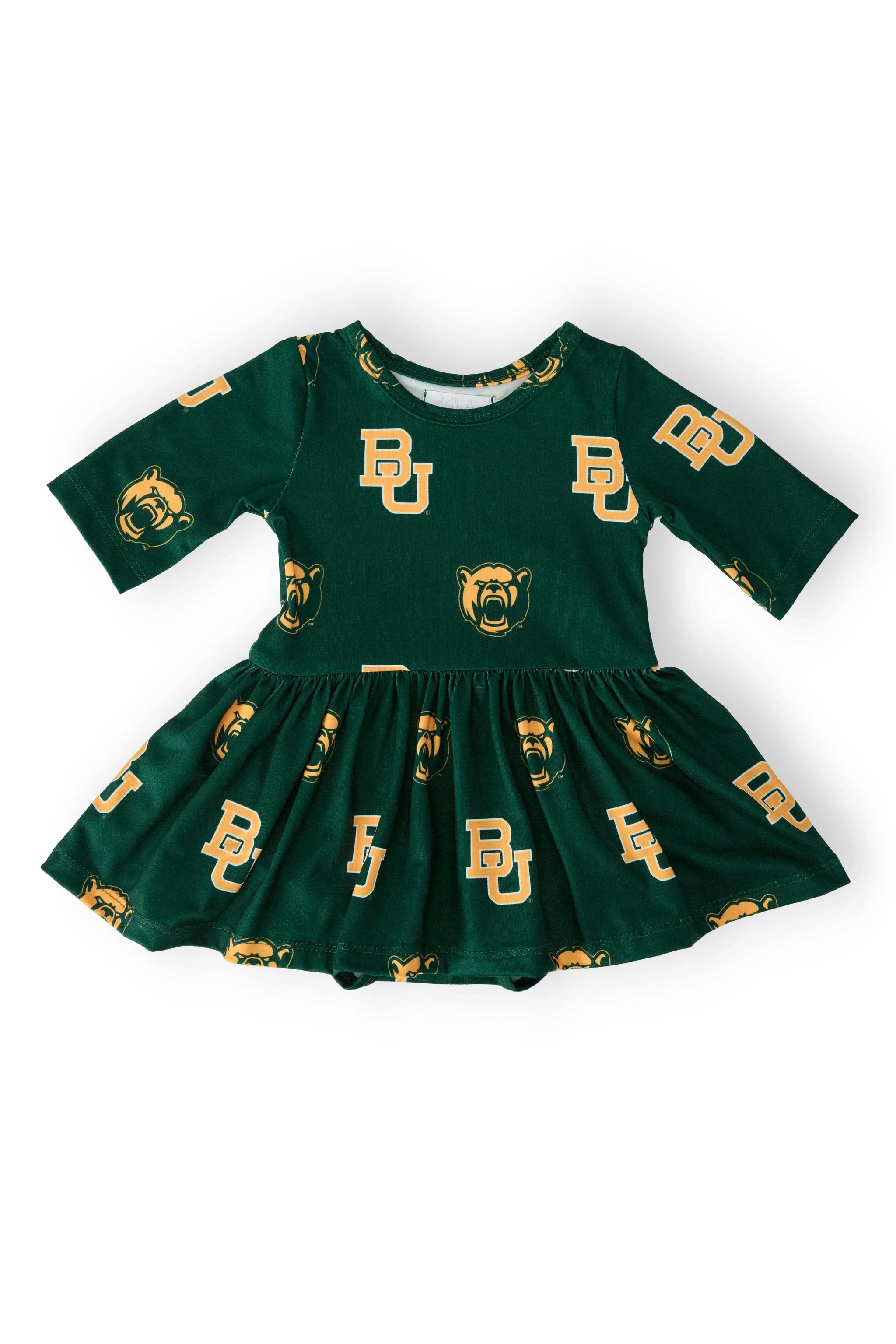 Baylor Green Bear 3/4 Sleeve Twirl Bodysuit - Mila & Rose ® - Flyclothing LLC