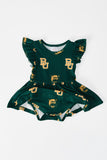 Baylor Green Bear Flutter Twirl Bodysuit