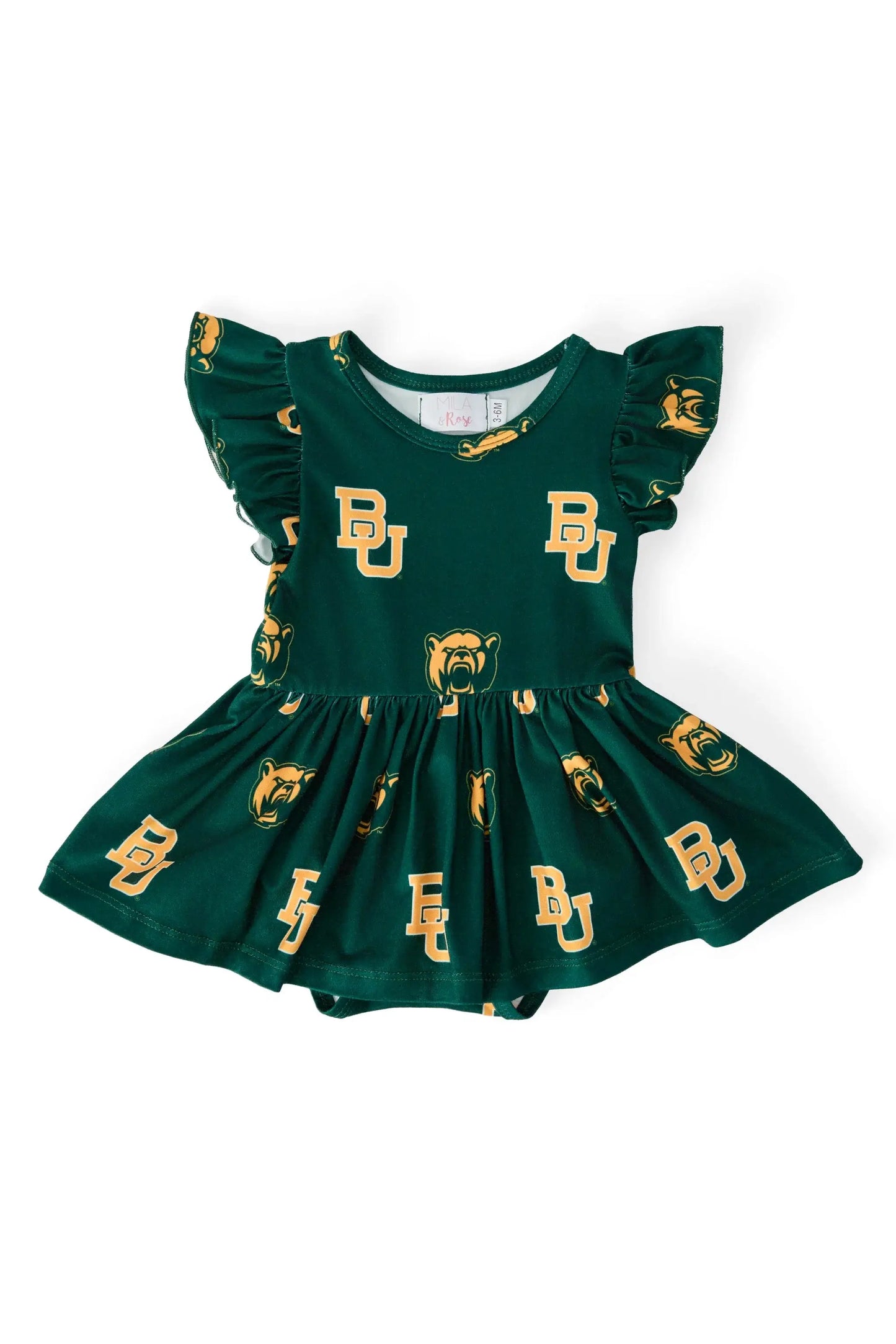 Baylor Green Bear Flutter Twirl Bodysuit - Mila & Rose ® - Flyclothing LLC
