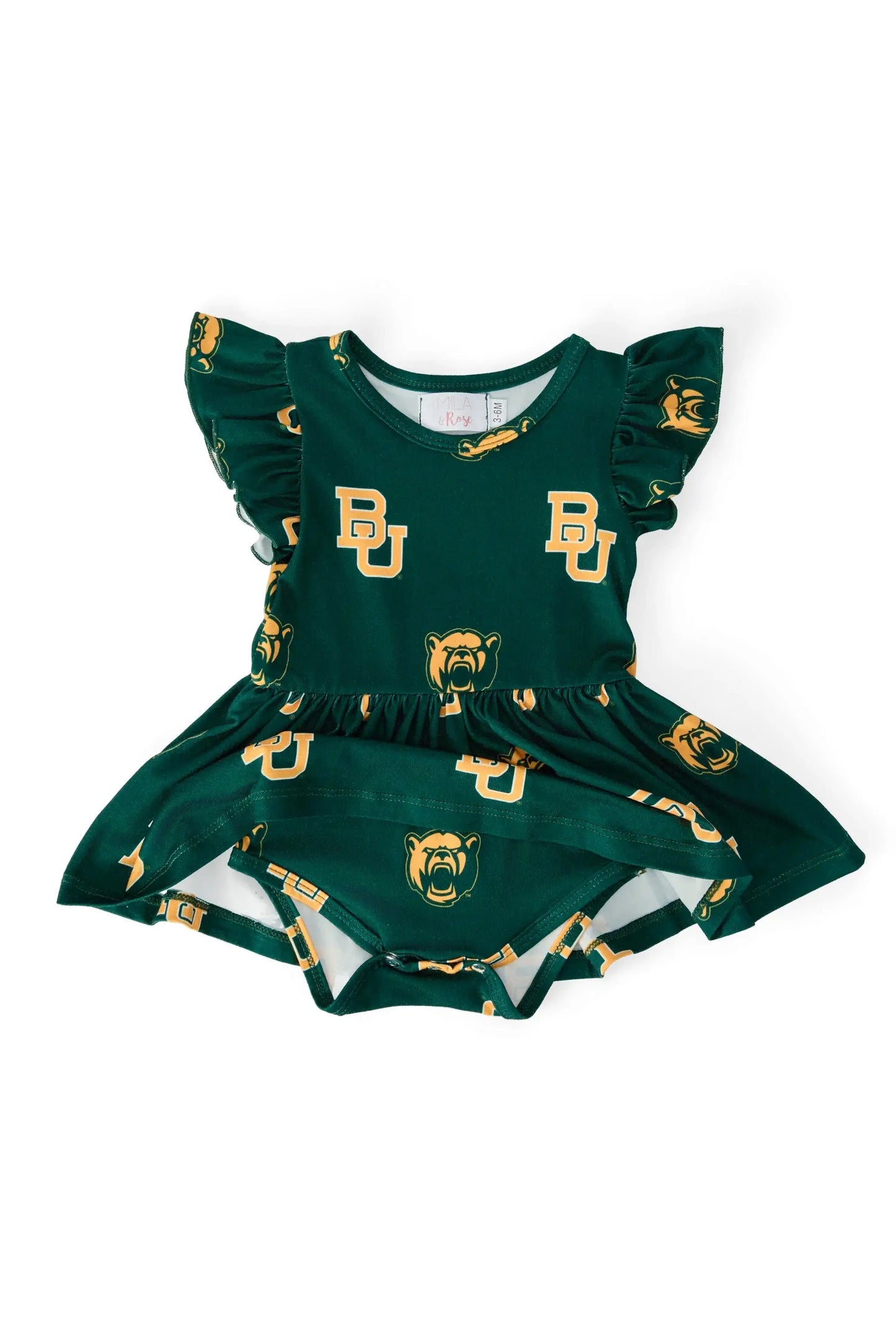 Baylor Green Bear Flutter Twirl Bodysuit - Mila & Rose ® - Flyclothing LLC