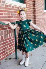 Baylor Green Bear Flutter Twirl Dress - Mila & Rose ® - Flyclothing LLC