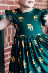 Baylor Green Bear Flutter Twirl Dress - Mila & Rose ® - Flyclothing LLC