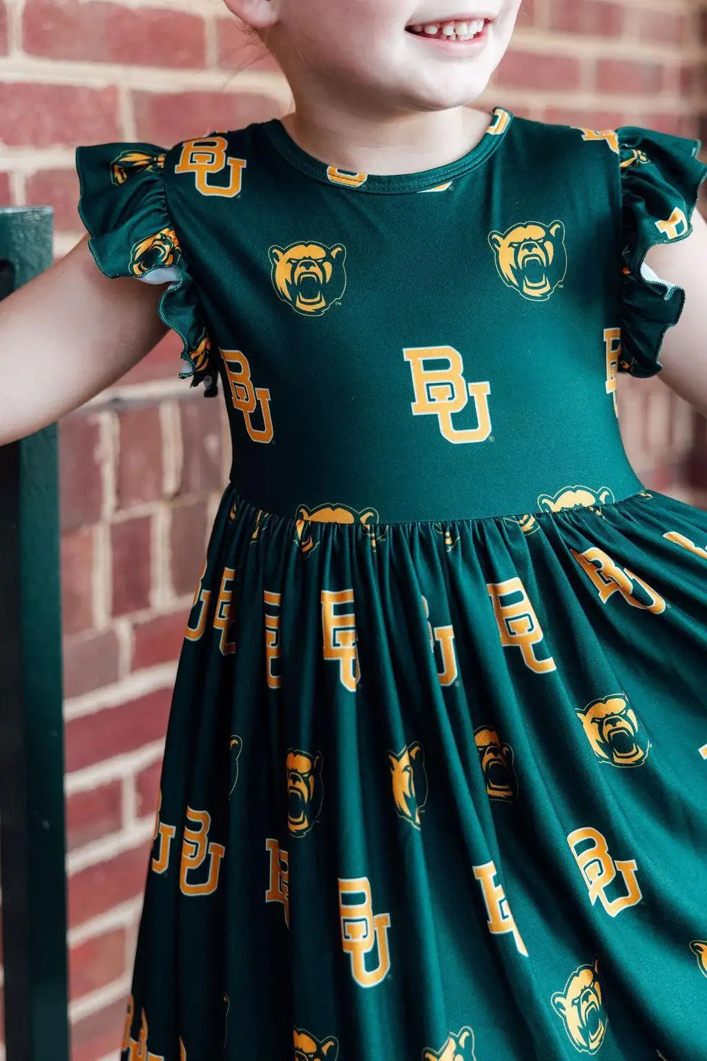 Baylor Green Bear Flutter Twirl Dress - Mila & Rose ® - Flyclothing LLC