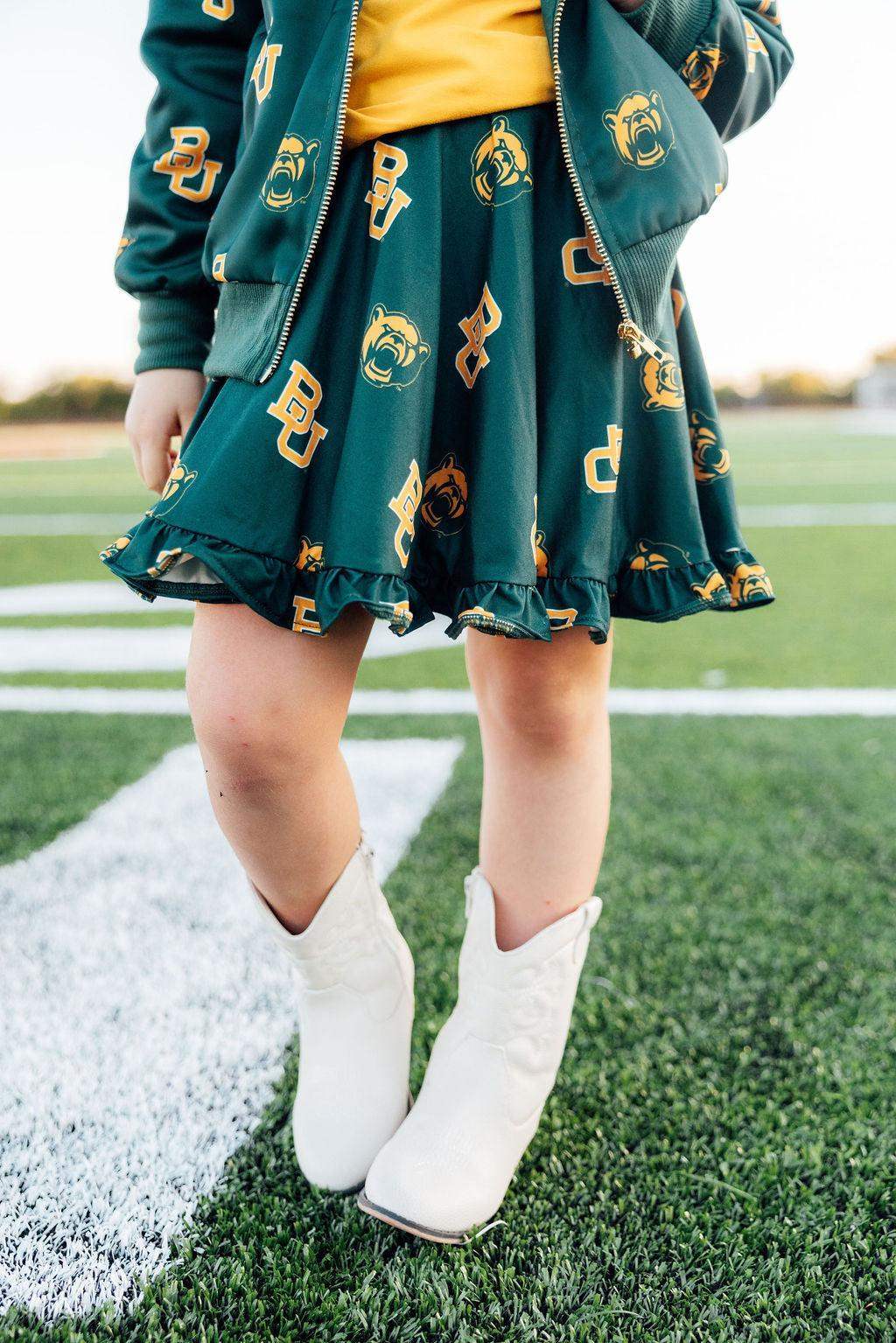 Baylor Green Bear Ruffle Twirl Skort - Mila & Rose ® - Flyclothing LLC