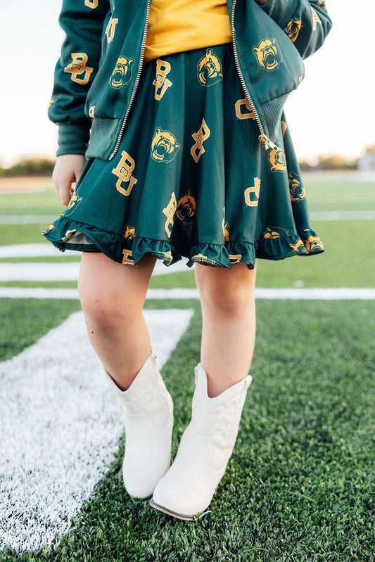 Baylor Green Bear Ruffle Twirl Skort