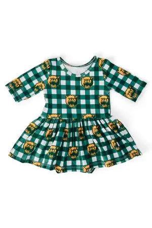 Baylor Plaid Bear 3/4 Sleeve Twirl Bodysuit - Mila & Rose ® - Flyclothing LLC