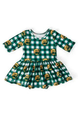 Baylor Plaid Bear 3/4 Sleeve Twirl Bodysuit - Mila & Rose ® - Flyclothing LLC