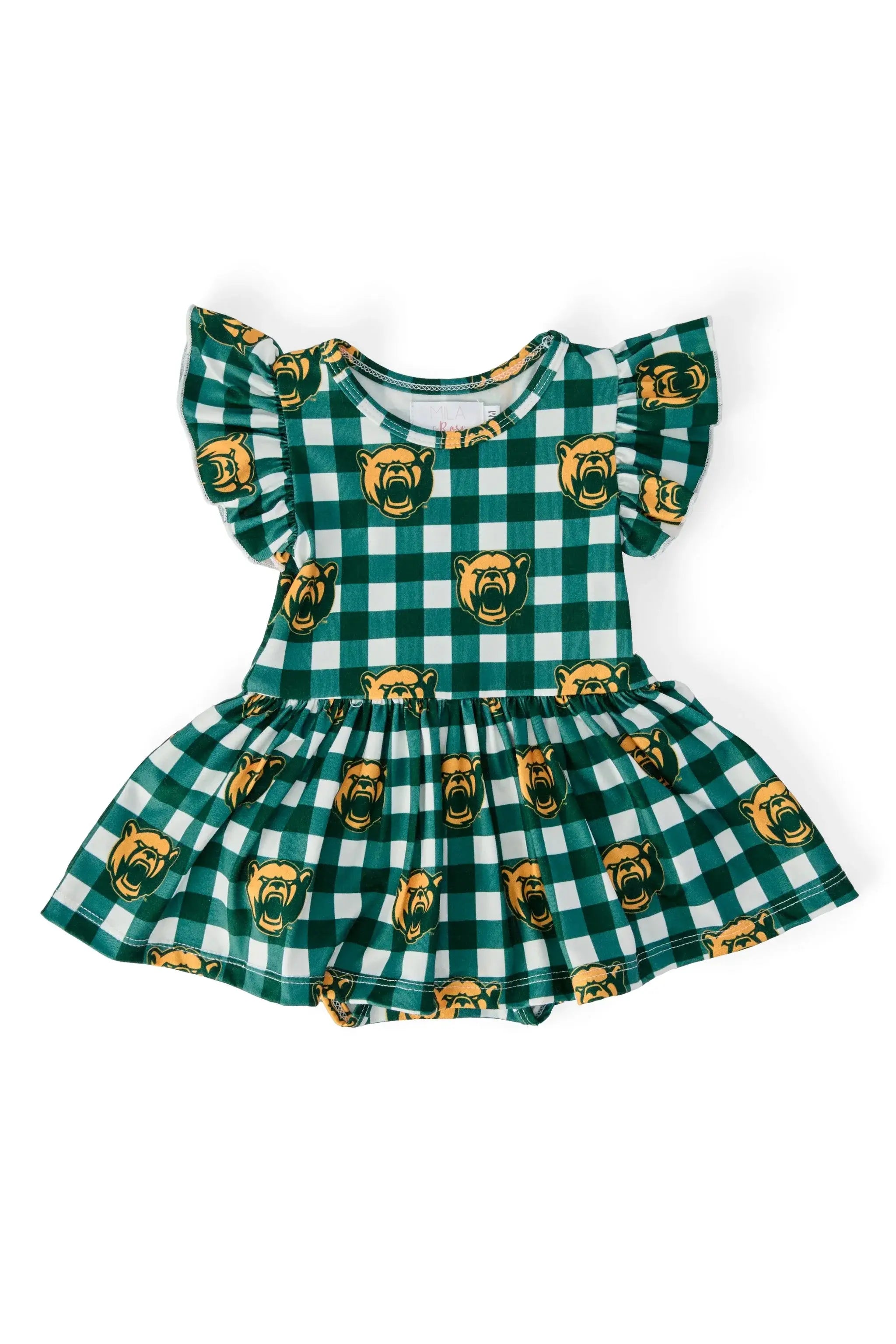 Baylor Plaid Bear Flutter Twirl Bodysuit - Mila & Rose ® - Flyclothing LLC