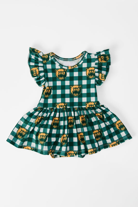 Baylor Plaid Bear Flutter Twirl Bodysuit