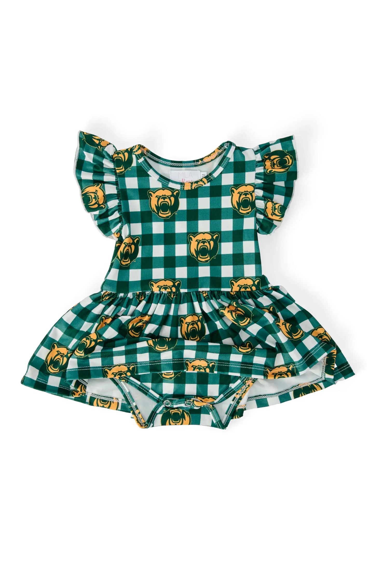 Baylor Plaid Bear Flutter Twirl Bodysuit - Mila & Rose ® - Flyclothing LLC