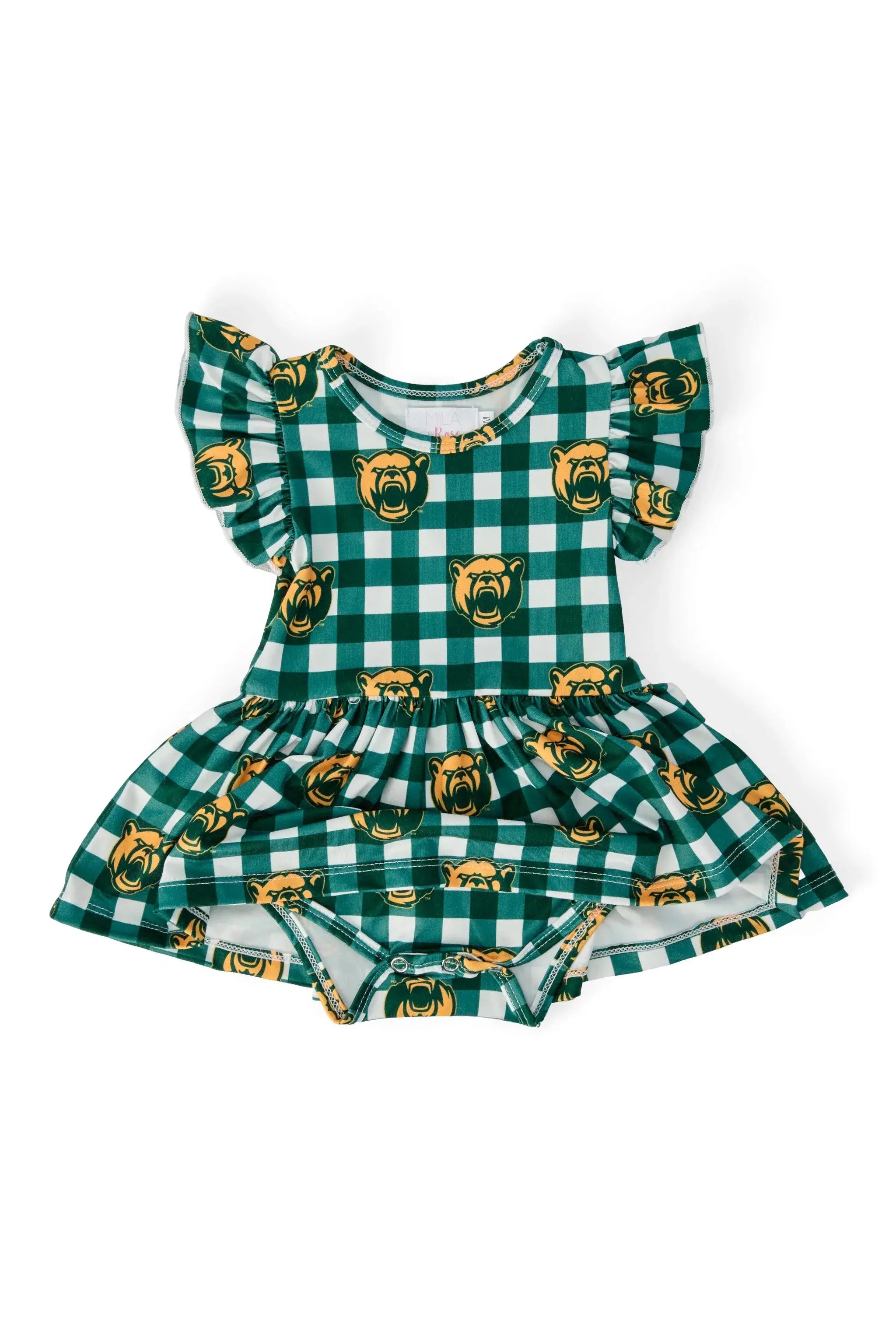 Baylor Plaid Bear Flutter Twirl Bodysuit - Mila & Rose ® - Flyclothing LLC