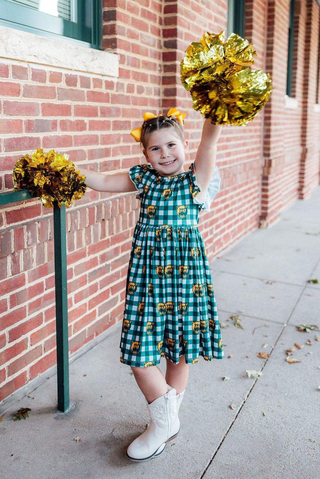 Baylor Plaid Bear Flutter Twirl Dress - Mila & Rose ® - Flyclothing LLC