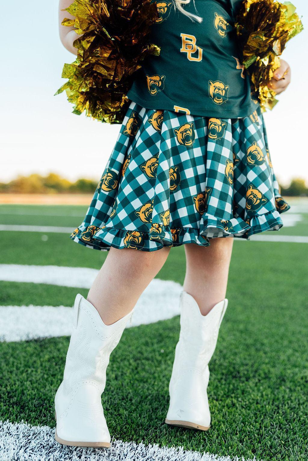 Baylor Plaid Bear Ruffle Twirl Skort - Mila & Rose ® - Flyclothing LLC